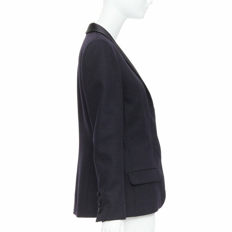 CHANEL 18A black Paris Hamburg Metier D'art wool tuxedo blazer FR40 L-3