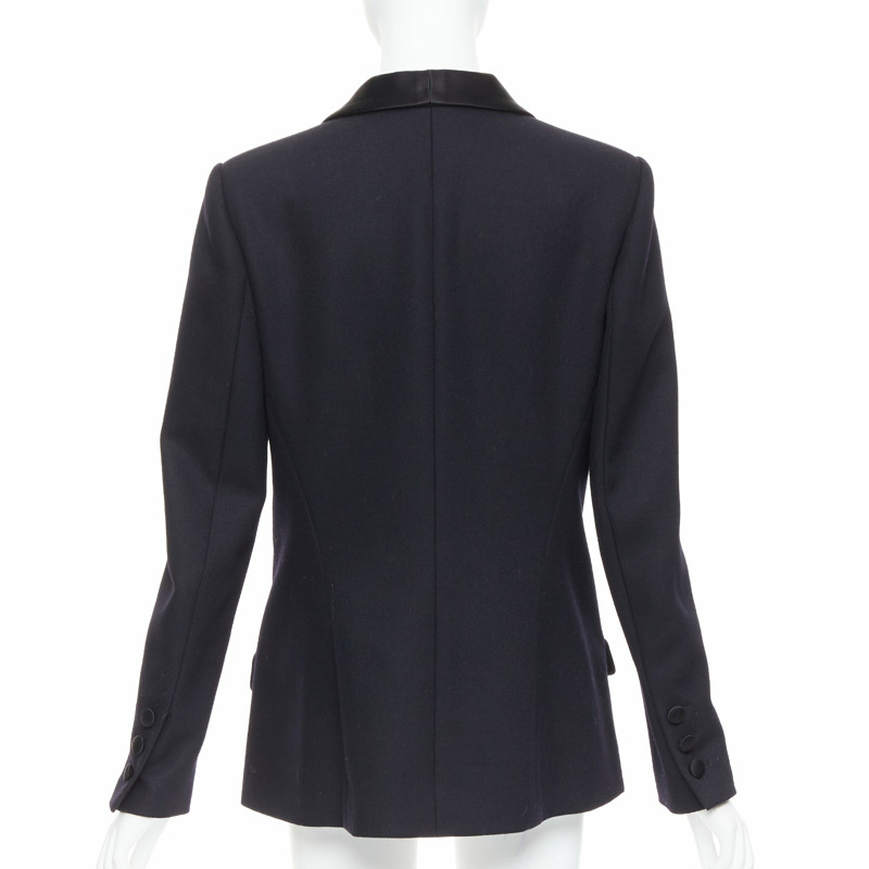 CHANEL 18A black Paris Hamburg Metier D'art wool tuxedo blazer FR40 L-4