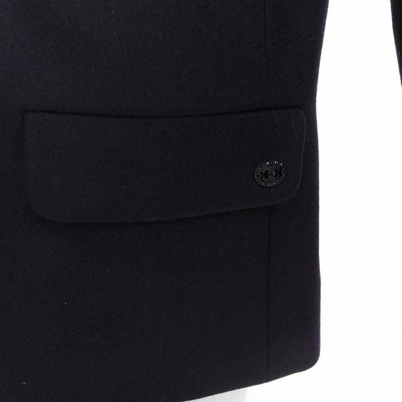 CHANEL 18A black Paris Hamburg Metier D'art wool tuxedo blazer FR40 L-6