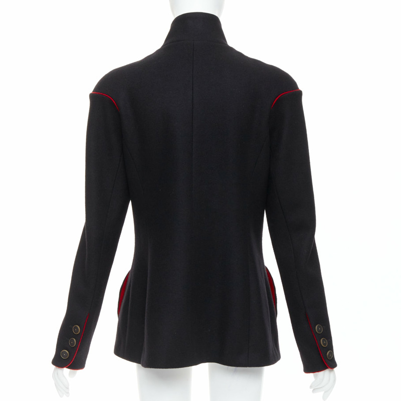 rare CHANEL 2015 Runway Edelweiss flower embroidery circle pocket wool coat FR42-5