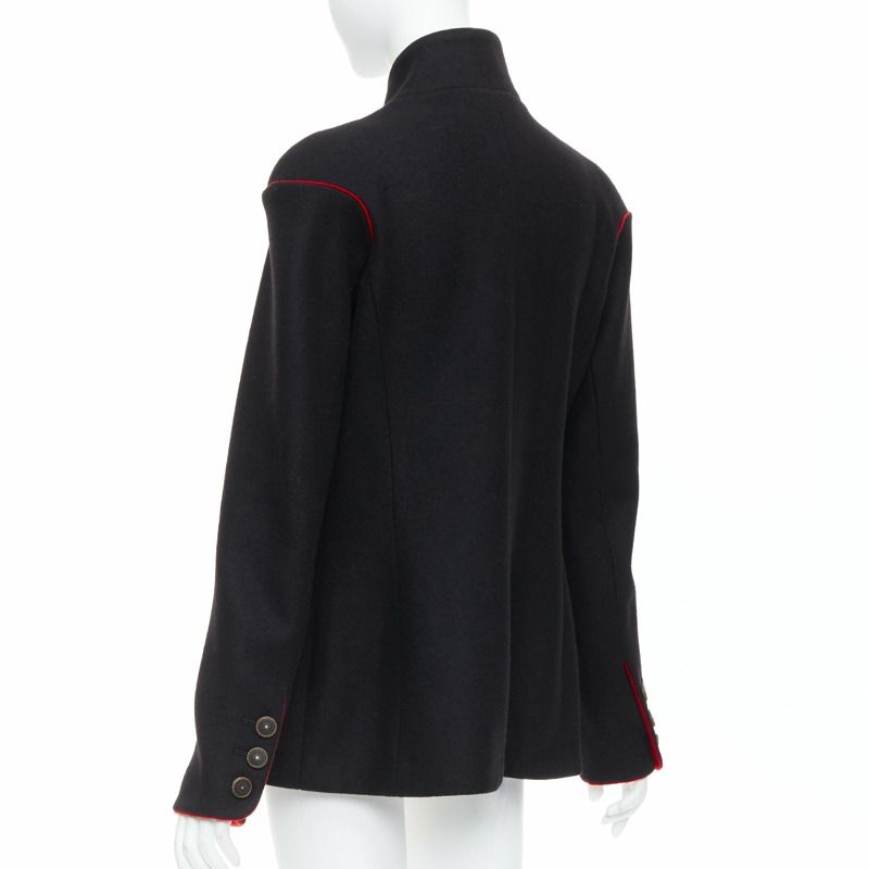 rare CHANEL 2015 Runway Edelweiss flower embroidery circle pocket wool coat FR42-6