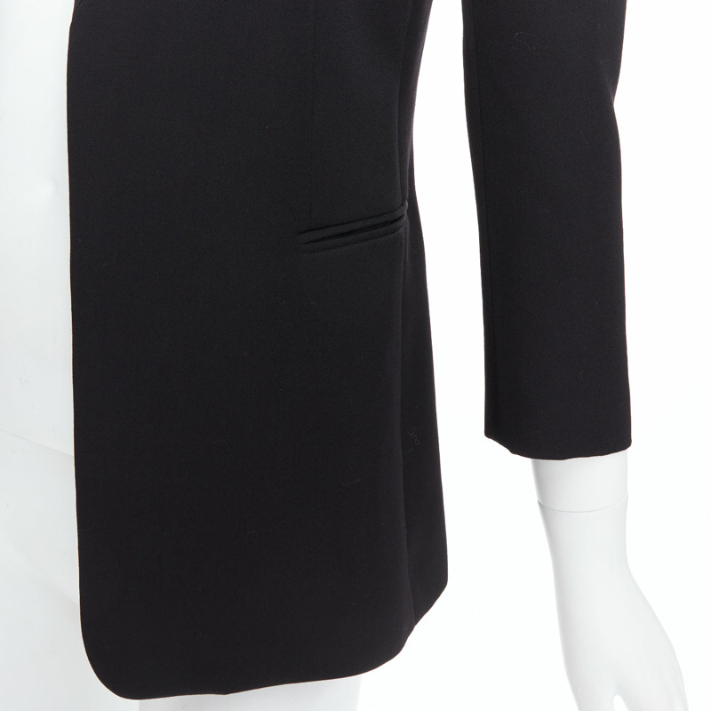 LANVIN Alber Elbaz black wool silk Trompe Loeil pressed peak lapel blazer FR36 S-6