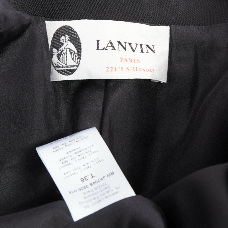LANVIN Alber Elbaz black wool silk Trompe Loeil pressed peak lapel blazer FR36 S-7