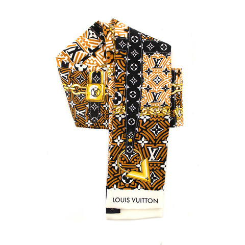 Louis Vuitton Silk Caramel Monogram Crafty Confidential Twilly Bandeau Scarf