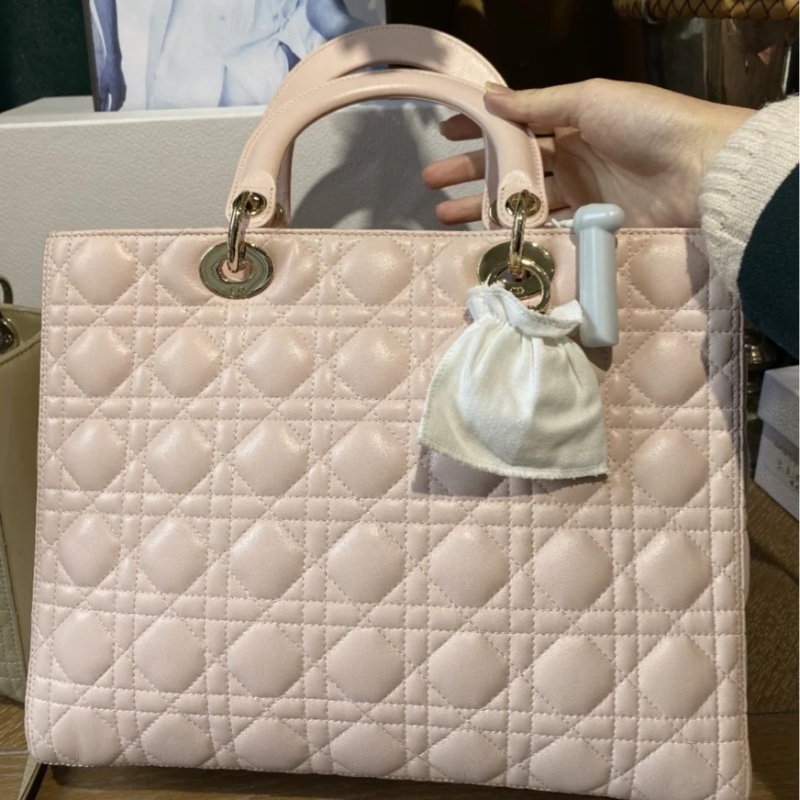 「JL精品代購」 Dior藕粉色大號6格戴妃2way托特包-4