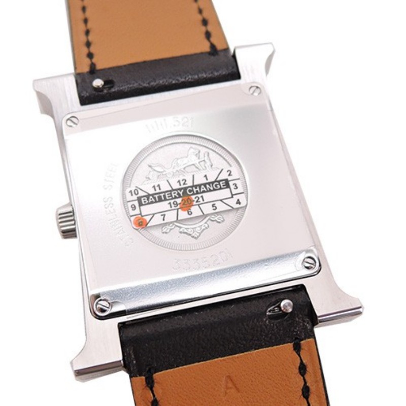 Hermes 愛馬仕 Heure H小牛皮全黑琺瑯框石英腕錶(黑/26mm)-2