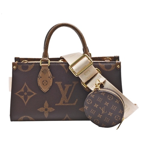 Louis Vuitton LV 路易威登 OnTheGo East West 帆布二用包(M46653-咖)