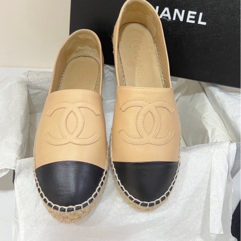 Chanel 草編鞋 漁夫鞋 經典配色