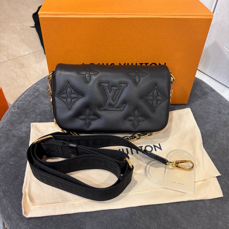 🤩百搭必備款🆕Lv黑色壓紋全牛皮wallet on strap斜挎肩背包-5