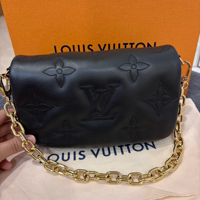 🤩百搭必備款🆕Lv黑色壓紋全牛皮wallet on strap斜挎肩背包-7