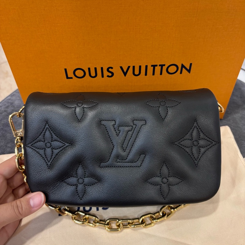 🤩百搭必備款🆕Lv黑色壓紋全牛皮wallet on strap斜挎肩背包-8