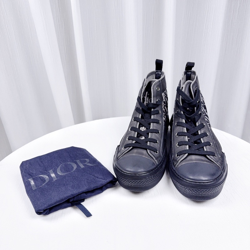 閒置未使用DIOR迪奧 黑色老花B23 Oblique高幫帆布鞋-0