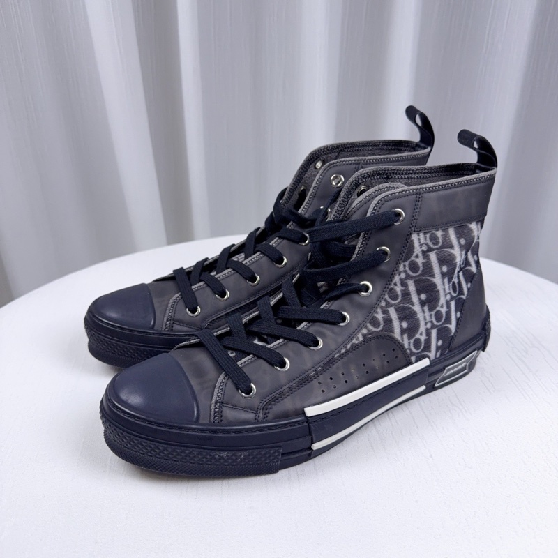 閒置未使用DIOR迪奧 黑色老花B23 Oblique高幫帆布鞋-1