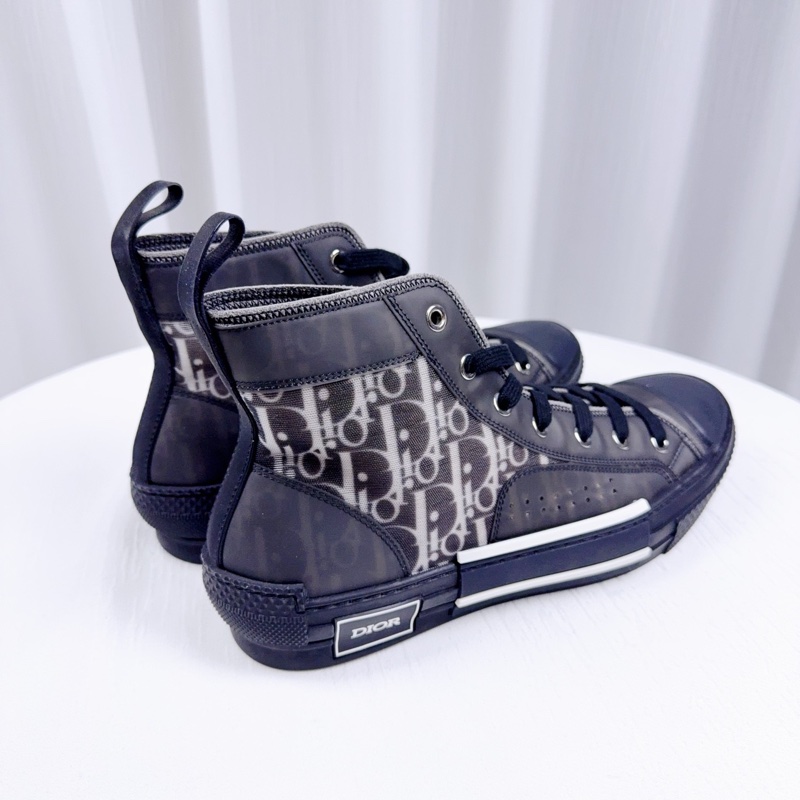 閒置未使用DIOR迪奧 黑色老花B23 Oblique高幫帆布鞋-2