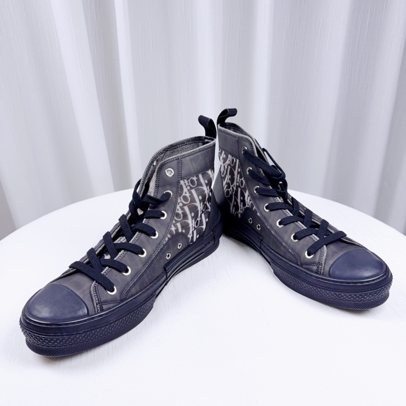 閒置未使用DIOR迪奧 黑色老花B23 Oblique高幫帆布鞋-3