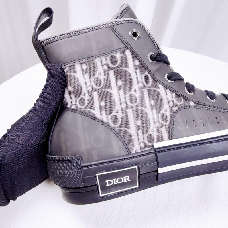 閒置未使用DIOR迪奧 黑色老花B23 Oblique高幫帆布鞋-8