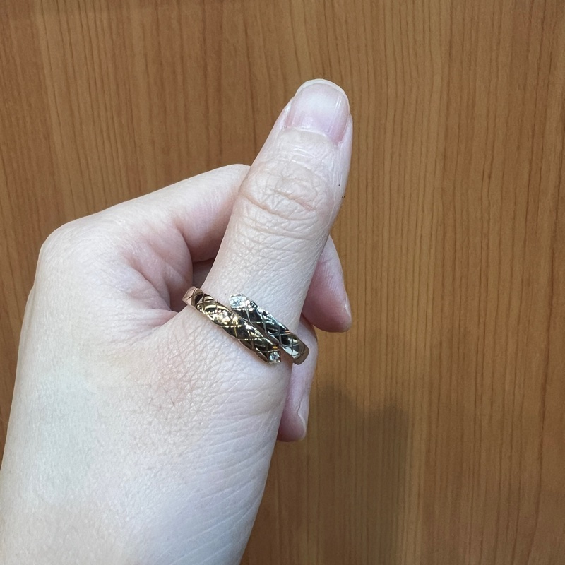 Chanel 750米金白K金2點鑽Coco Crush Toi Et Moi雙圈戒指J11971-0