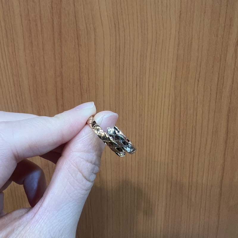 Chanel 750米金白K金2點鑽Coco Crush Toi Et Moi雙圈戒指J11971-1