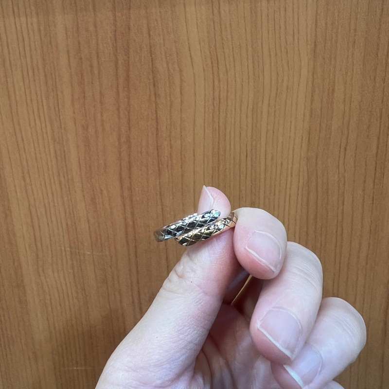 Chanel 750米金白K金2點鑽Coco Crush Toi Et Moi雙圈戒指J11971-3