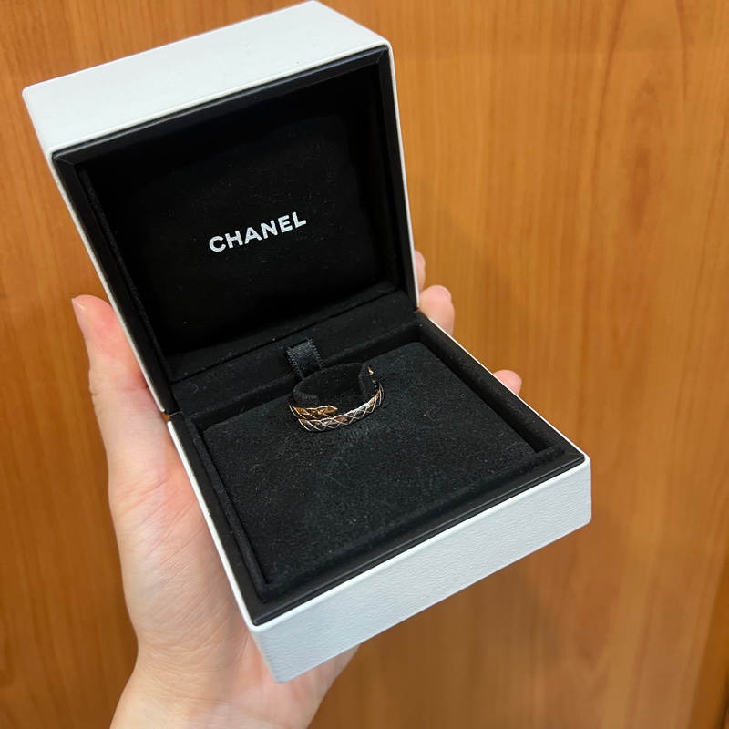 Chanel 750米金白K金2點鑽Coco Crush Toi Et Moi雙圈戒指J11971-7