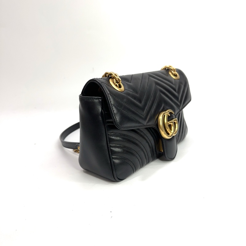 Gucci 黑牛皮山形紋Marmont 26 肩斜包-3