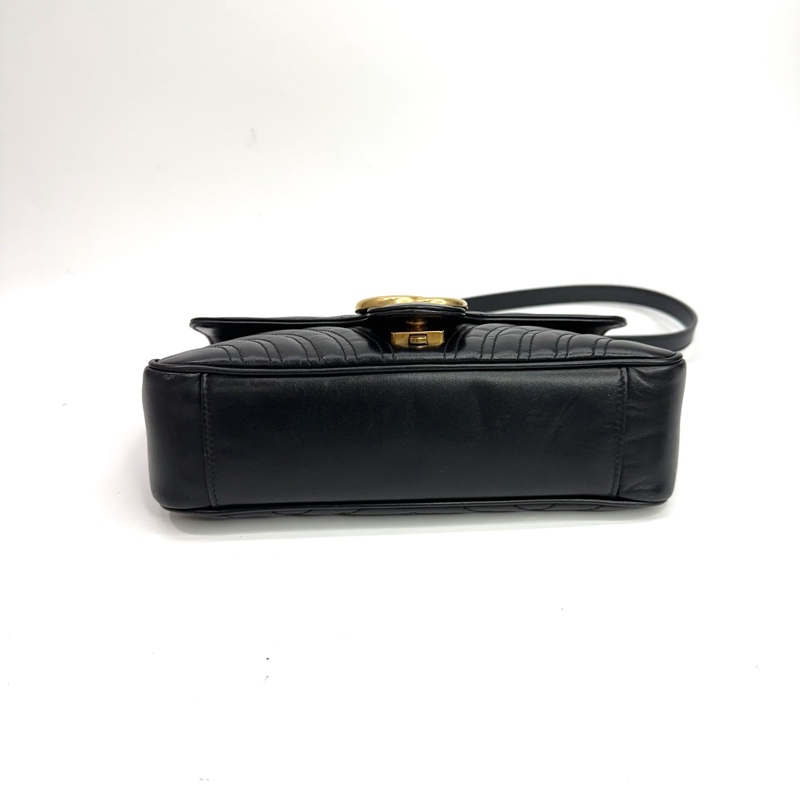 Gucci 黑牛皮山形紋Marmont 26 肩斜包-5