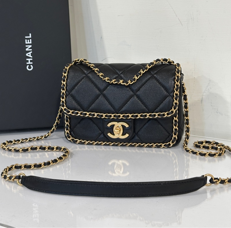 #全新閒置 #vic限定 香奈兒黑金cf 24b滾邊方胖 #全配🉑送禮-0