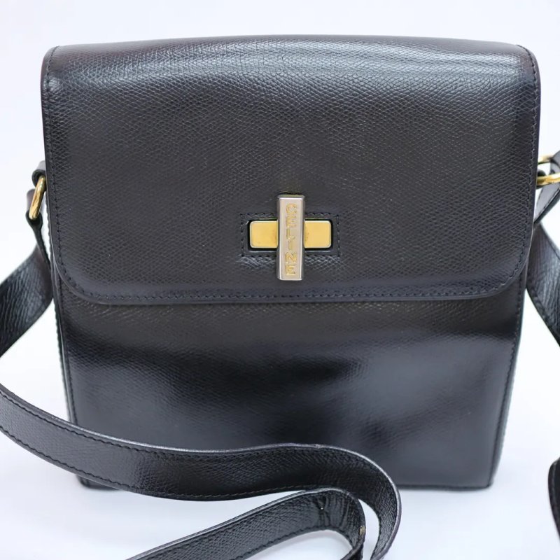 Celine 中古品旋轉扣翻蓋斜孭袋 Vintage手袋-1