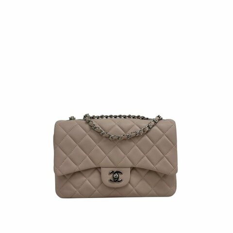 CHANEL 羊皮 風琴鏈條包 粉色銀扣 肩背包（二手）M3257