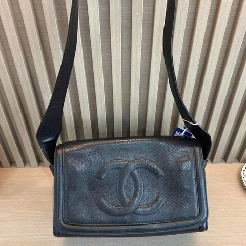 CHANEL Zip Shopping 牛皮中古斜背包28*18 98新 配件塵袋