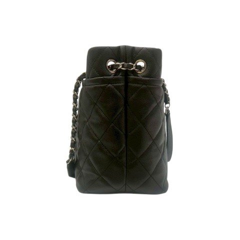 CHANEL 黑荔枝皮銀鍊托特包A67291-3