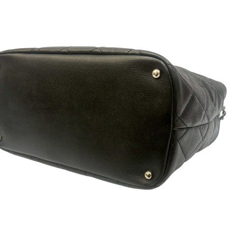 CHANEL 黑荔枝皮銀鍊托特包A67291-7