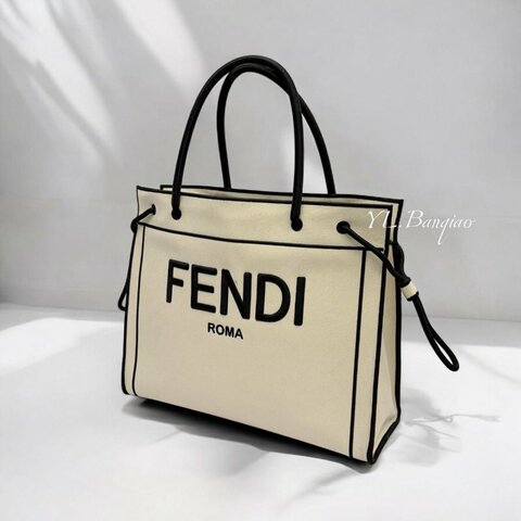 FENDI  ROMA 帆布購物托特包