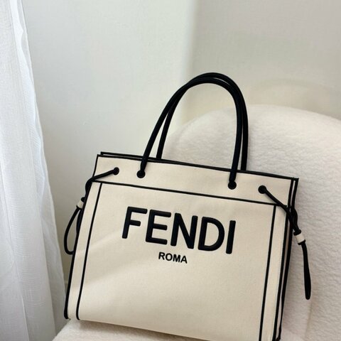 FENDI  ROMA 帆布購物托特包