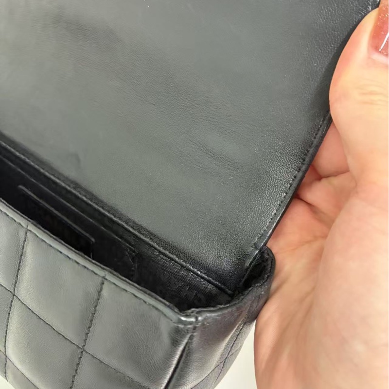 「JL精品代購」香奈兒黑金羊冰格山茶花大mini鏈條包-23