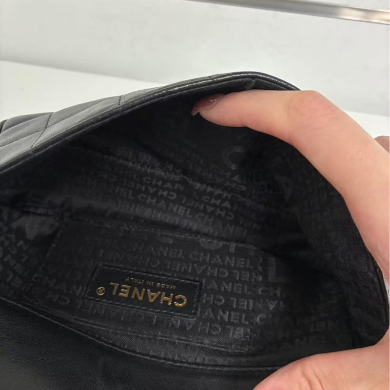 「JL精品代購」香奈兒黑金羊冰格山茶花大mini鏈條包-24