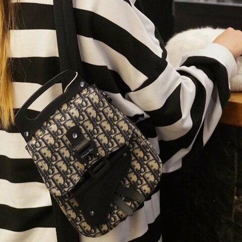 ✨DIOR Saddle馬鞍系列 mini 經典老花刺繡後背包27*19*11.5 99新配件齊全