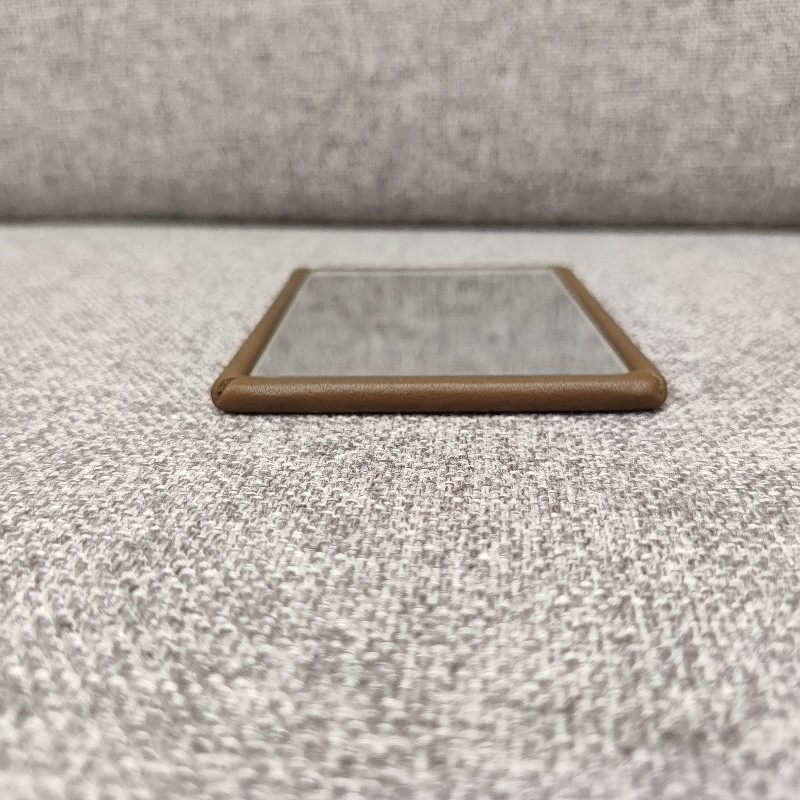 BV Bottega Veneta 焦糖色全皮 梳妝鏡 化妝鏡 隨身鏡 鏡子-10