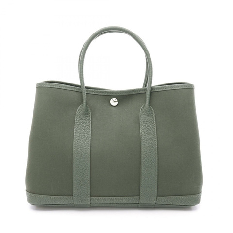 HERMES Garden party TPM 手提包 Negonda 皮革 Negonda 皮革 / Toile officier 綠色 二手 女士