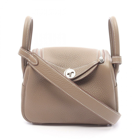 愛馬仕 Lindy Mini Etoupe 灰色單肩包 Taurillon Clemence Taurillon Clemence 棕色二手女款