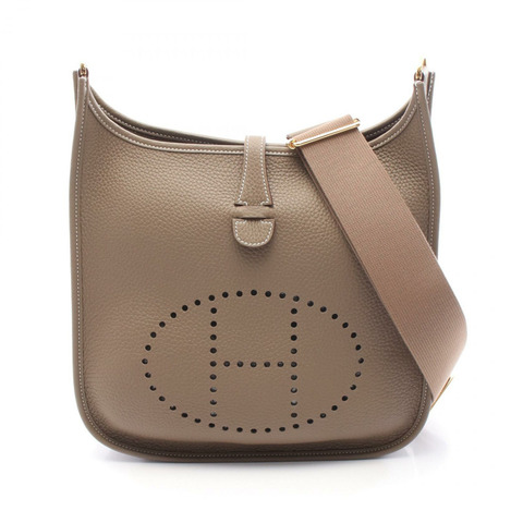 HERMES Evelyne 3 Troyes PM 單肩包 K Clemence 皮革 Etoupe 灰色 GHW 女款