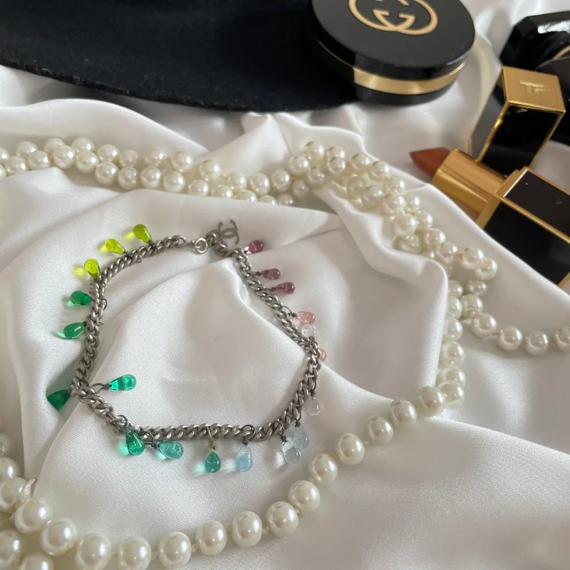 Chanel Vintage 中古品 彩色琉璃手鏈【微瑕疵留意細節圖】-0