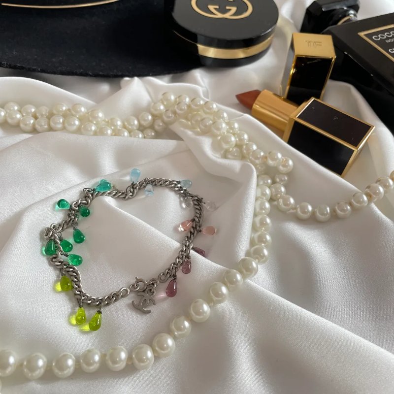 Chanel Vintage 中古品 彩色琉璃手鏈【微瑕疵留意細節圖】-2