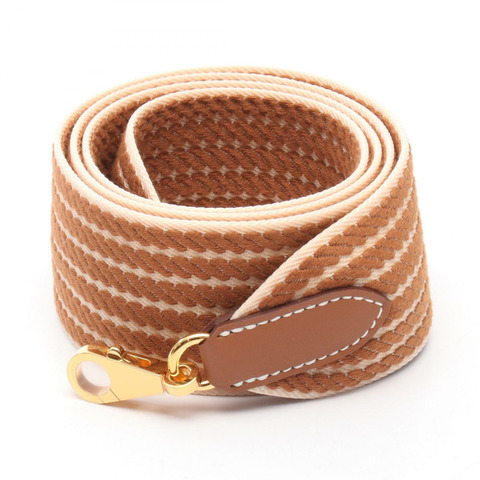 HERMES Bandouliere Sangle Cordage 肩帶 Vaux Swift 皮革帆布 Vaux Swift 皮革 棕色 米色 米色 使用