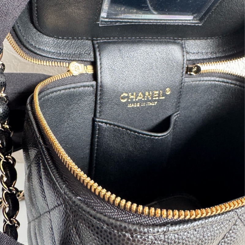 Chanel黑荔枝手提化妝箱包-18