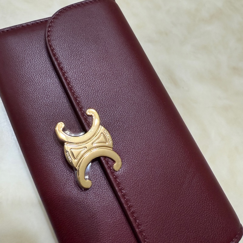 Celine Triomphe 長夾 酒紅色-13