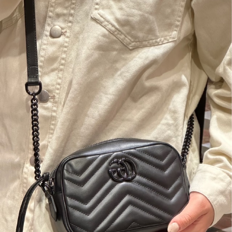 Gucci Marmont SoBlack 24cm黑扣馬蒙相機包🖤99新全配🉑送禮-3