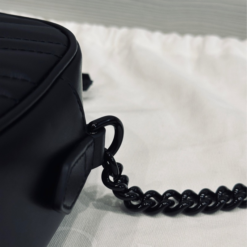 Gucci Marmont SoBlack 24cm黑扣馬蒙相機包🖤99新全配🉑送禮-29