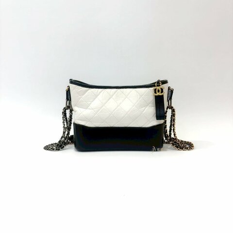 CHANEL黑白拚色復刻牛皮新中號流浪包AS1521