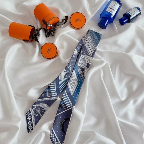 Hermes Twilly - Objets de Curiosite 藍色絲巾